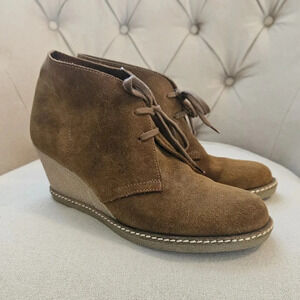 J. Crew MacAlister Brown Suede Leather Wedge Booties 9